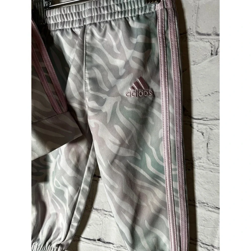 Adidas Baby Girls 6 Months Zebra Print Tracksuit Pastel Pink Mint 2pc Set